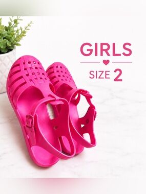 The Children’s Place Girls Jelly Sandals Size 2 Hot Pink Beach Water Shoes